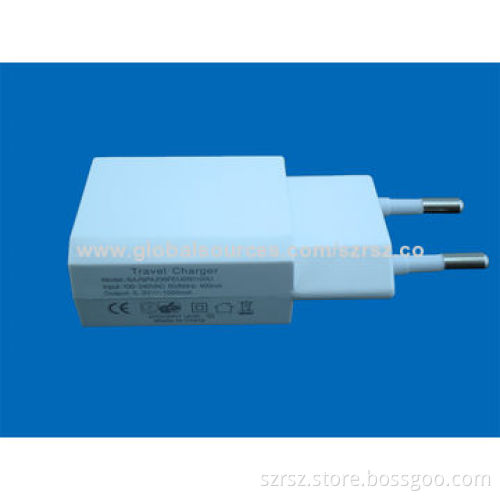 GS AC USB Power Charger, 5V, 1A Output, 100-240V AC, 0.5A, 50/60Hz Input